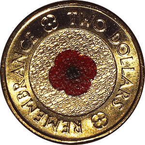 2012 Australian $2 Coin - Remembrance Day "Red Poppy"