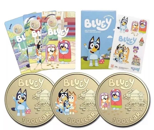 2024 BLUEY $1 Coloured Unc Three-Coin Set Limited Mintage